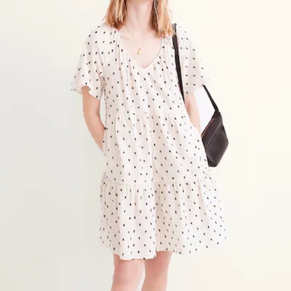 Madewell Cotton-Linen Lorelei Mini Dress in Clip Dot